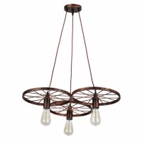 Distribuidor - Lâmpadas Diversas | Colgantes Rustica | COLGANTE MIRLO 3XE27 RUEDA MARRON OXIDO REGX60X60 CM Ref: 131893002